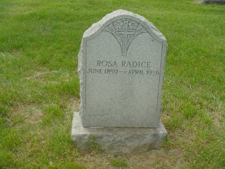 Grave marker of Rosa Radice at Mount Olivet Cemetery